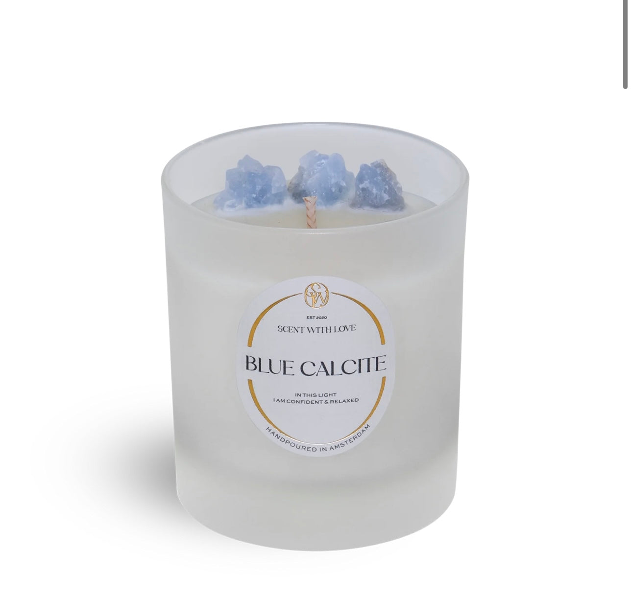Frosted Blue Calcite Candle