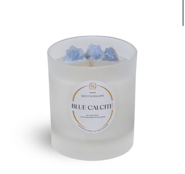 Frosted Blue Calcite Candle